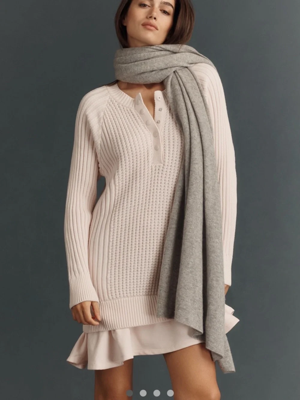 Anthropologie Daily Practice Soft Pink Knit Henley Mini Dress NWT - Picture 4 of 5
